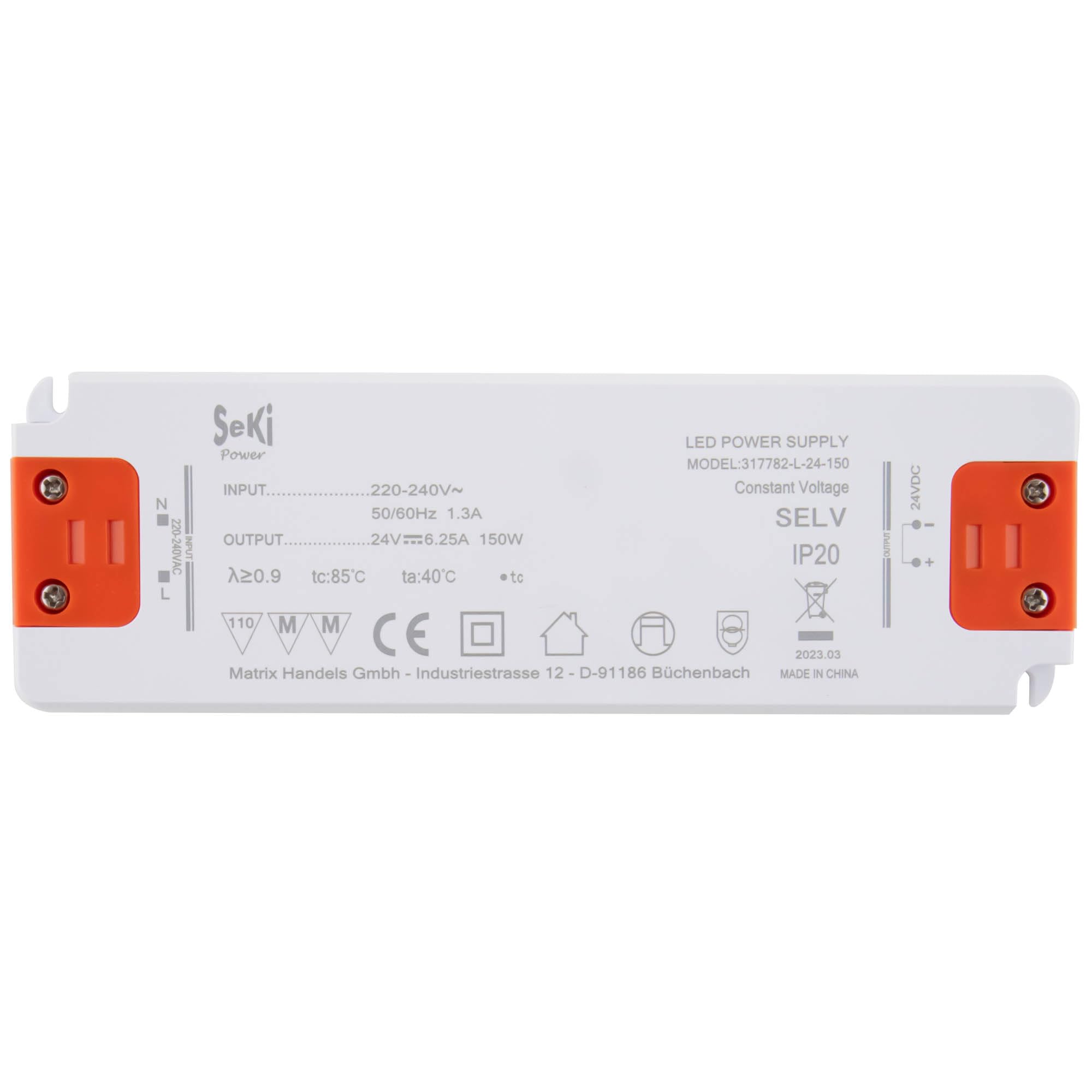SeKi LED-Netzteil L-150-24 - 24V - 6,25A - 150W; LED Treiber - Transformator - Netzteil - Driver - Trafo