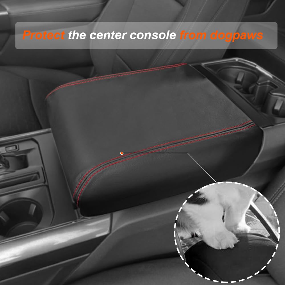 DEYTOP Center Console Armrest Cover For Ford F150 2021-2023 - Anti-Scratch PU Leather Protector