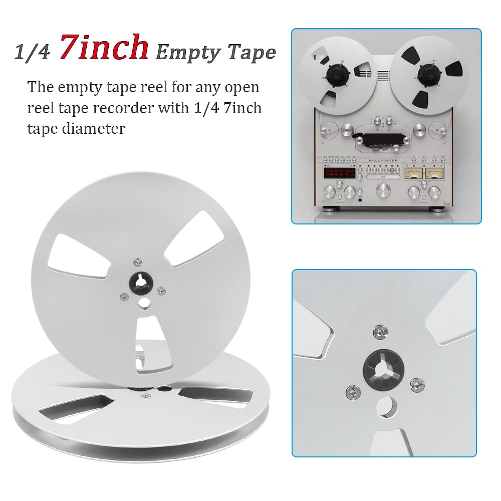 1/4 7 Inch Nab Aluminum Metal Reel, Aluminum Alloy Universal Empty Take Up Reel to Reel, Small Hub for TEAC/ReVox Studer, 3 hold