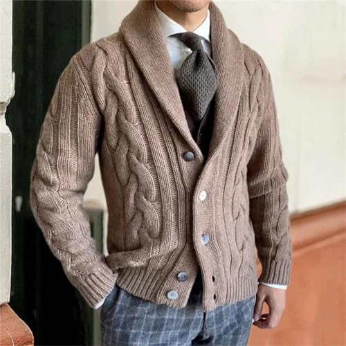 Generic Mens Autumn Winter Warm Sweater Cardigan Knitted Long Sleeve Breasted Collar Jacket Coat Casual Knitwear4