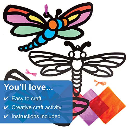 Baker Ross FX779 Dragonfly Stained Glass Decoration Kits - Pack of 6, Stained Glass Decoration Craft Kits - Image 3