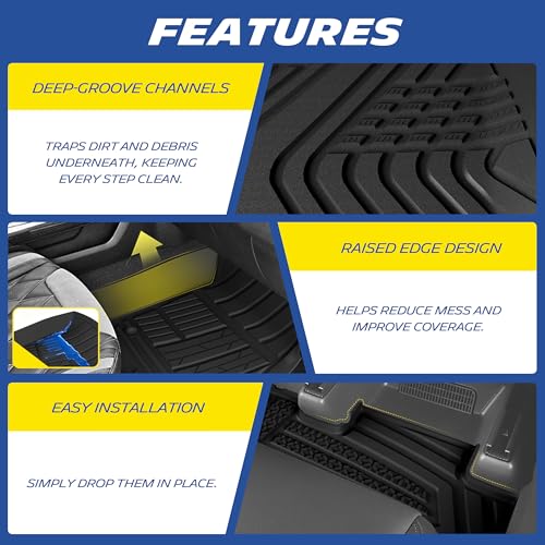 Image of Michelin Vehicle Mats for 2024-2026 Toyota Tacoma Double Cab Auto Tran | Fit for TRD /SR /SR5 /Limited, All-Weather TPE Custom Fit Liner, Not Fit Hybrid or XtraCab, Elite