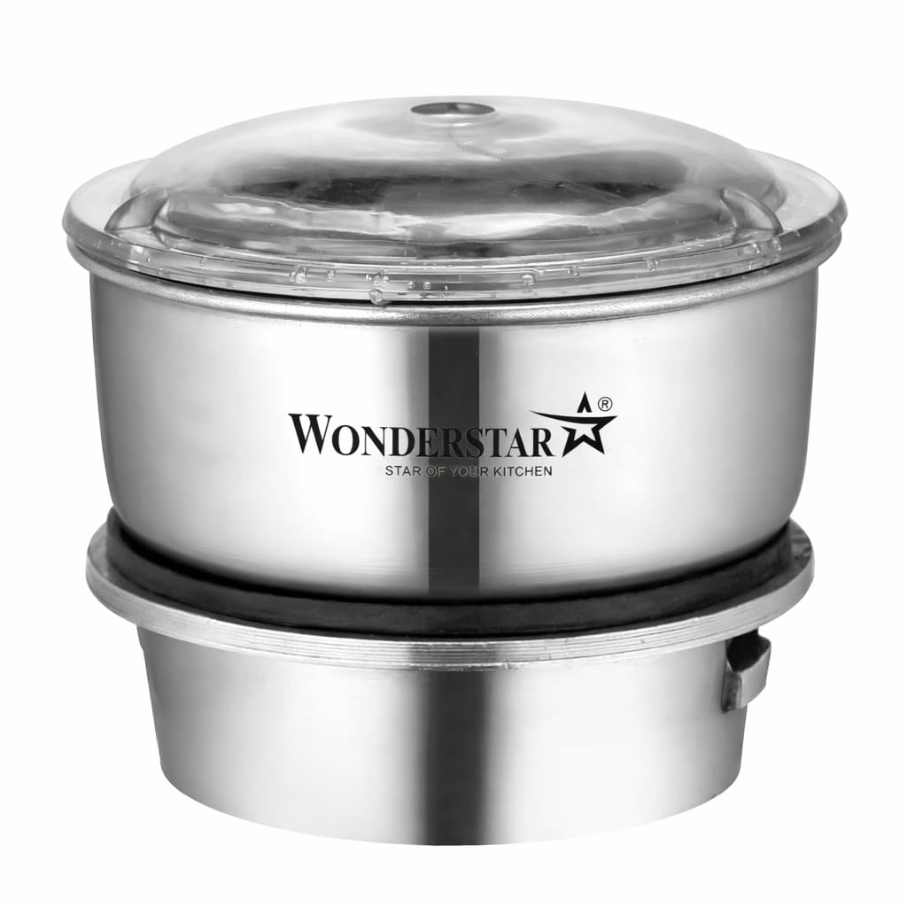 WONDER STAR Mixer Grinder Small Jar with Lid, 200 ml Stainless Steel with Aluminium Base, 4-Teeth Coupler, Compatible with All Mixer Grinders-image-26
