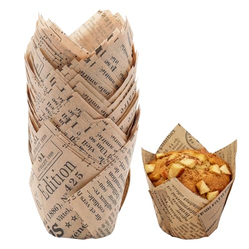 urmetimern 50 Pcs Vintage Tulip Cupcake Liners for...