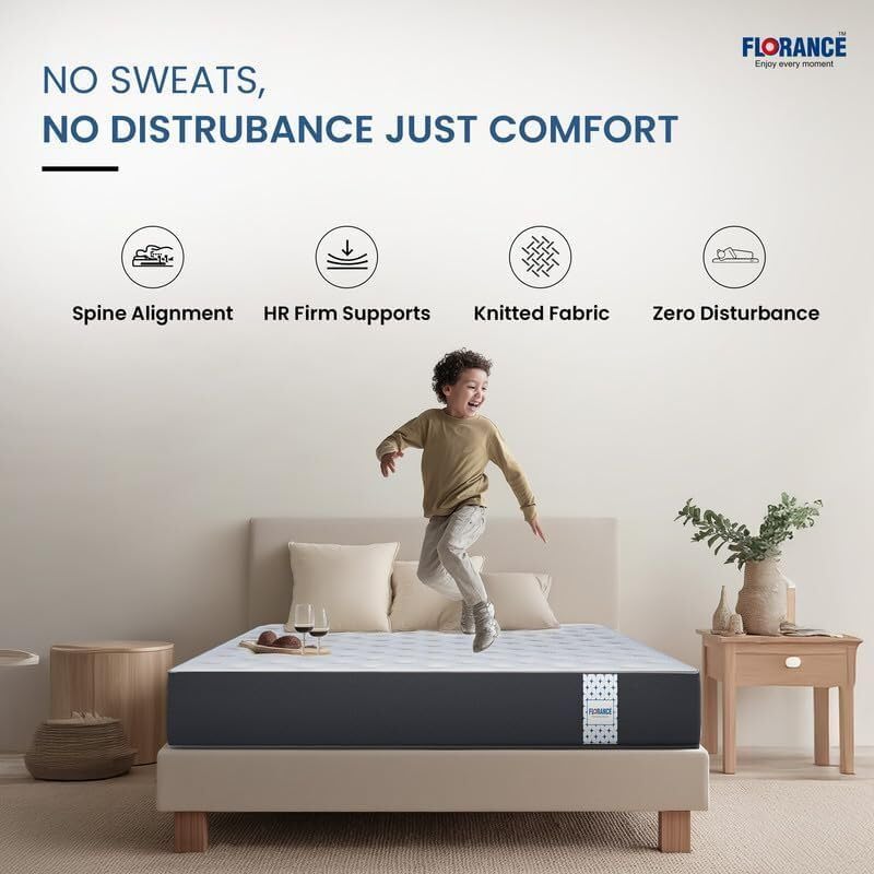 Image of Florance Premium Flip Dual Comfort Mattress with Pain Relief Technology, 3 Layers, Reversible Medium Soft & Firm Side, Quilted Knitted Fabric, King Size Mattress, 10 Years Warranty, 78x72x5