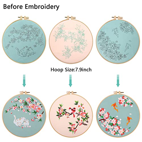 Embroidery-Starter-kit-for-Beginners-3-Sets-DIY-Cross-Stitch-Kits-for-Adults-Art-Craft-Handy-Sewing-with-Flowers-Embroidery-Patterns-FabricEmbroidery-HoopsNeedles-and-Color-ThreadsInstructions Embroidery-Starter-kit-for-Beginners-3-Sets-DIY-Cross-Stitch-Kits-for-Adults-Art-Craft-Handy-Sewing-with-Flowers-Embroidery-Patterns-FabricEmbroidery-HoopsNeedles-and-Color-ThreadsInstructions