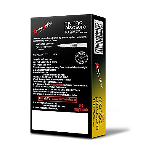 Image of KamaSutra Mango Flavored Condoms for Men 10 Count, Pack of 3