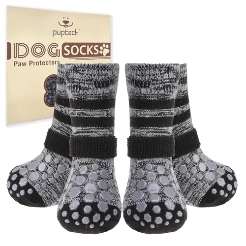 PUPTECK Non Slip Dog Socks to Prevent Licking for Hardwood Floors