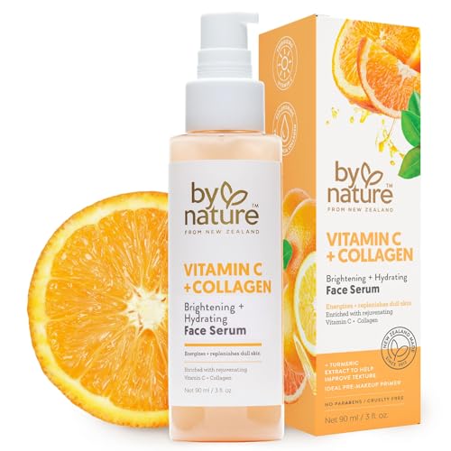 By Nature Vitamin C + Collagen Face Serum - Restore and Energize Tired Skin with Vitamin C, Plumping Collagen, Plus Texture Enhancing Turmeric - Premium Skin Care Serum for Face - 3fl. oz.