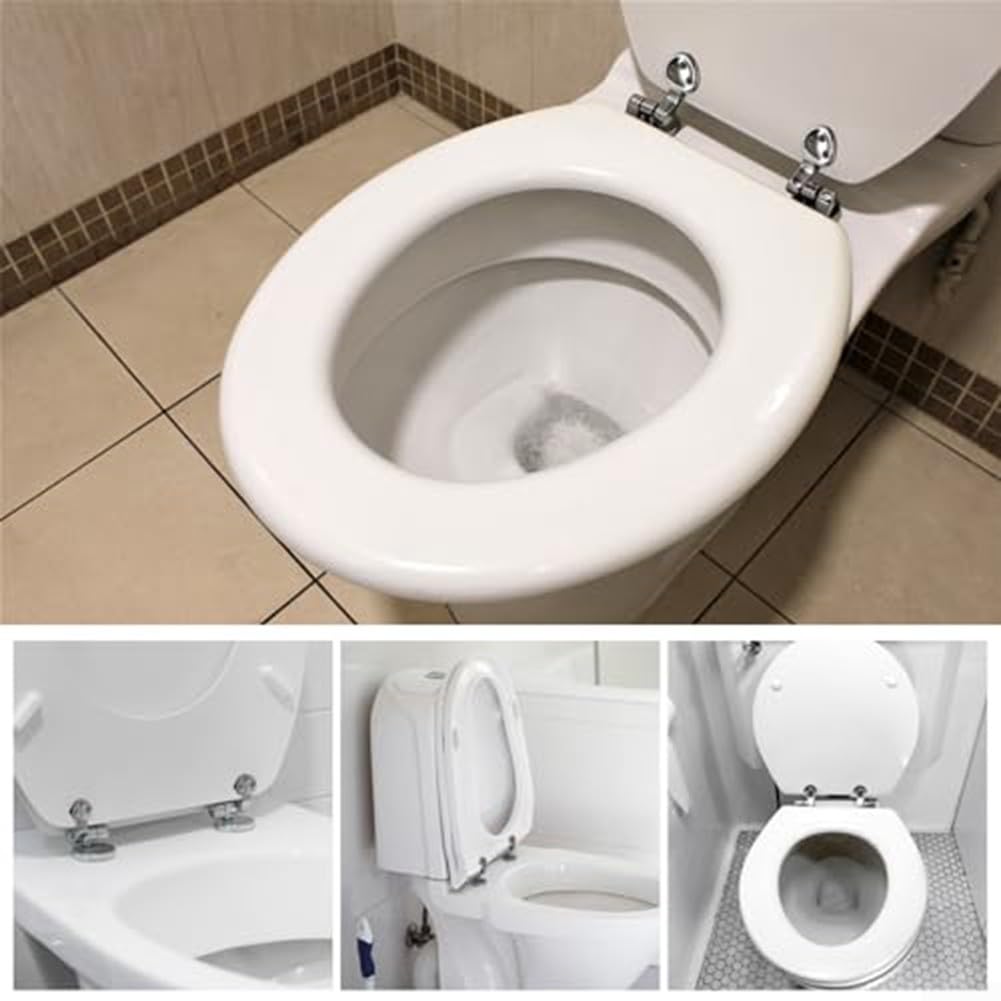 Toilet Seat Hinge Replacement, Zinc Alloy Toilet Lid Fixing Parts With Soft Closing Action and Installation Supplies, Bathroom Toilet Repair Hinge Parts(A)