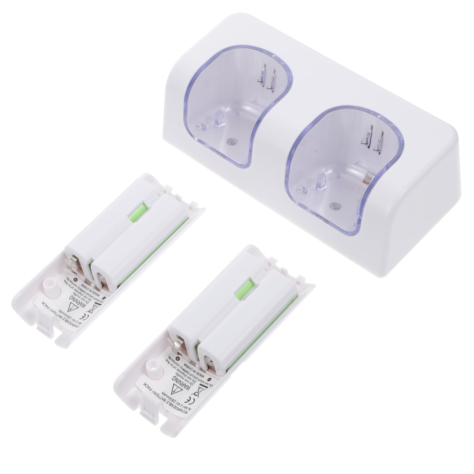 VILLCASE 1 Set Dual Charging Station Dock for Remote Batteries USB Battery Charger for Controllers Compact Design Durable Material Convenient Slot Charging White