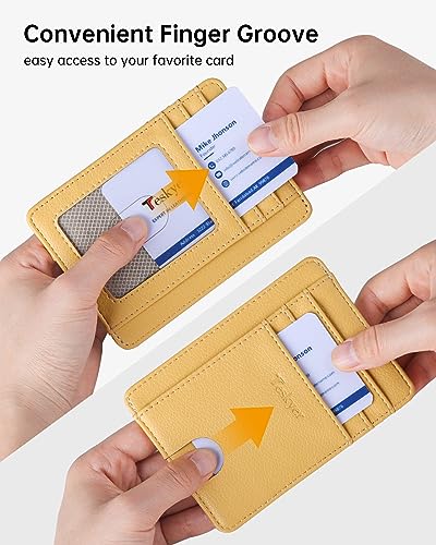 Image of Teskyer Slim Minimalist Wallet for Men, RFID Front Pocket Card Holder | Ultra Slim Front Pocket Design, 8 Card Slots, RFID Protection, Smooth Faux Leather for Everyday Carry