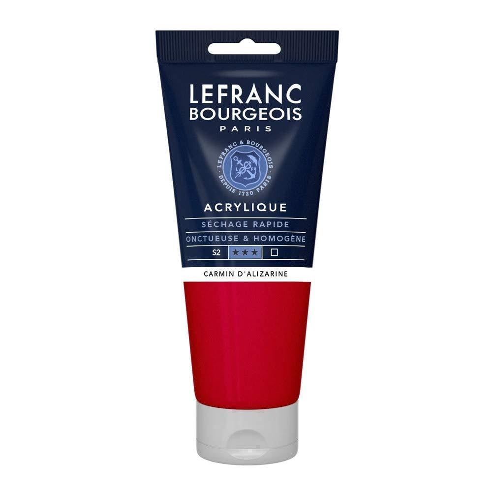 Lefranc & Bourgeois 300344 Fine Aycrl Paint 200 ml Tube, Highly Pigmented, Good Coverage and Creamy, Homogeneous Texture, Alizarin Crimson