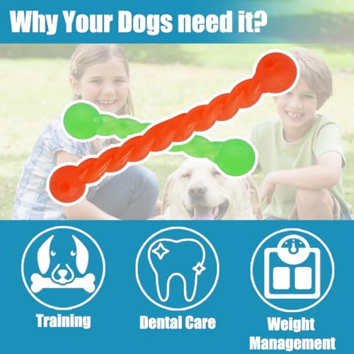 2 Pieces Hundespielzeug Für Zähne, Hundespielzeug Gummi, Gummi Spirale Kauknochen, Hundemolarenstab Welpen Intelligenzspielzeug Weich Beißwiderstand, Hundezahnbürste Haustier Mundpflege, 18cm+28cm