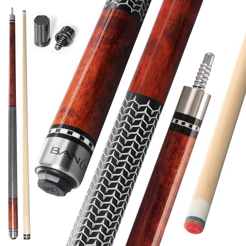 Banly Pool Cue Stick - 58' Canadian Maple Pool Cue 12.5mm Low-Deflection Pool Stick for Adult, Piano Lacquer Finish Professional Billiard Cue Stick - Brown