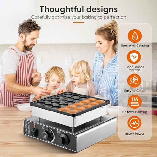 Image of Blend Art Mini Pancake Maker Machine | Electric Commercial Pancake Maker | Nonstick Adjustable Heat | 25 Mini Pancakes at Once | Perfect for Breakfast & Desserts | Home & Restaurant Use | 950W Power