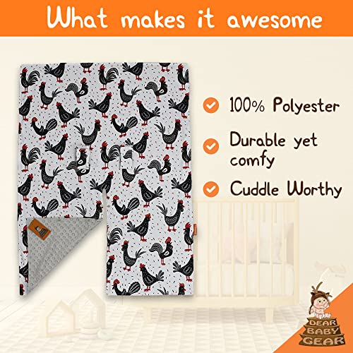 Image of Dear Baby Gear - Baby Car Seat Canopy - Infant Car Seats Covers - Carseat Canopies for Boys and Girls - Toddler Carseat Cover with Snap Opening (Black and Red Chickens /Gray Dot 40 inchx30 inch)