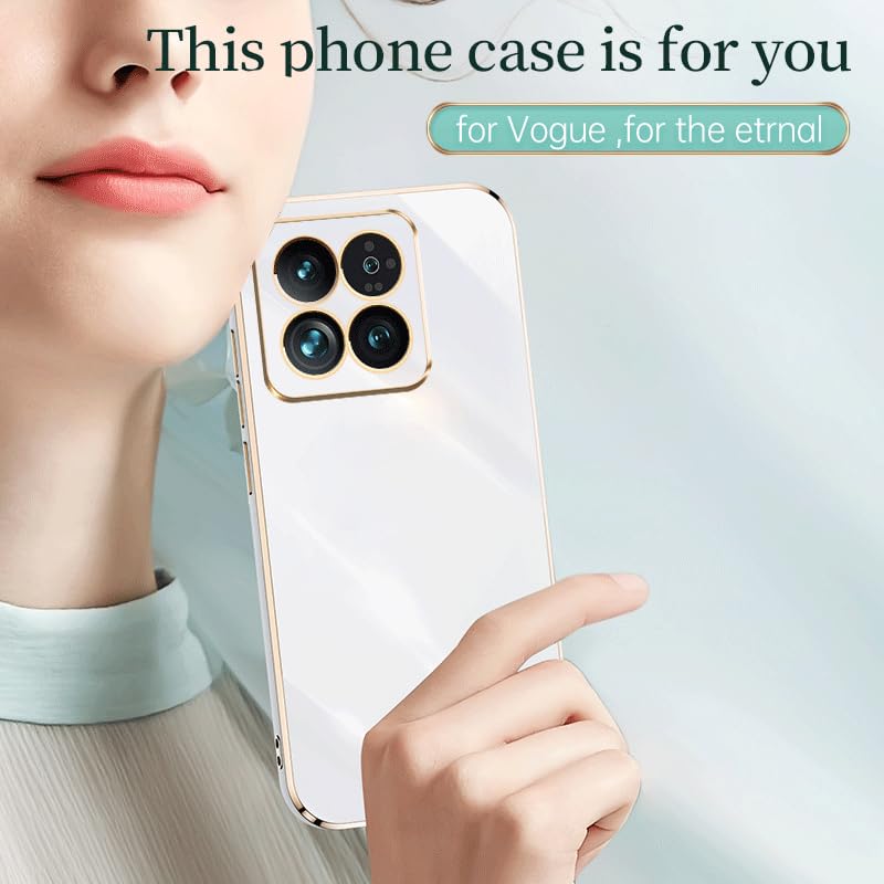 WOKEZ Xiaomi 14 Pro Fodral, Lyxigt Silikon Skydd med Kameraskydd - Vit