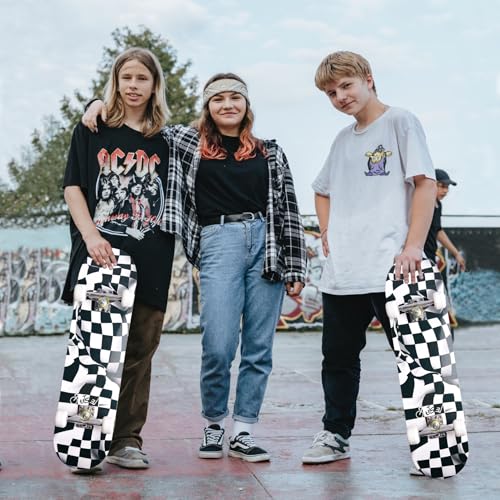 Image of Skateboards for Beginners Kids Boys Girls and Adults,31''x8'', 7-Layer Maple, Double Kick Concave, Fascinating Cool, Solid&Durable