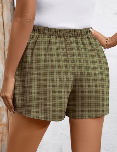 Image of LOMON Womens Boxer Shorts Casual Summer 2026 Pajama Lounge Sleep Pj Gingham Plaid Shorts Y2K Beach Bottoms