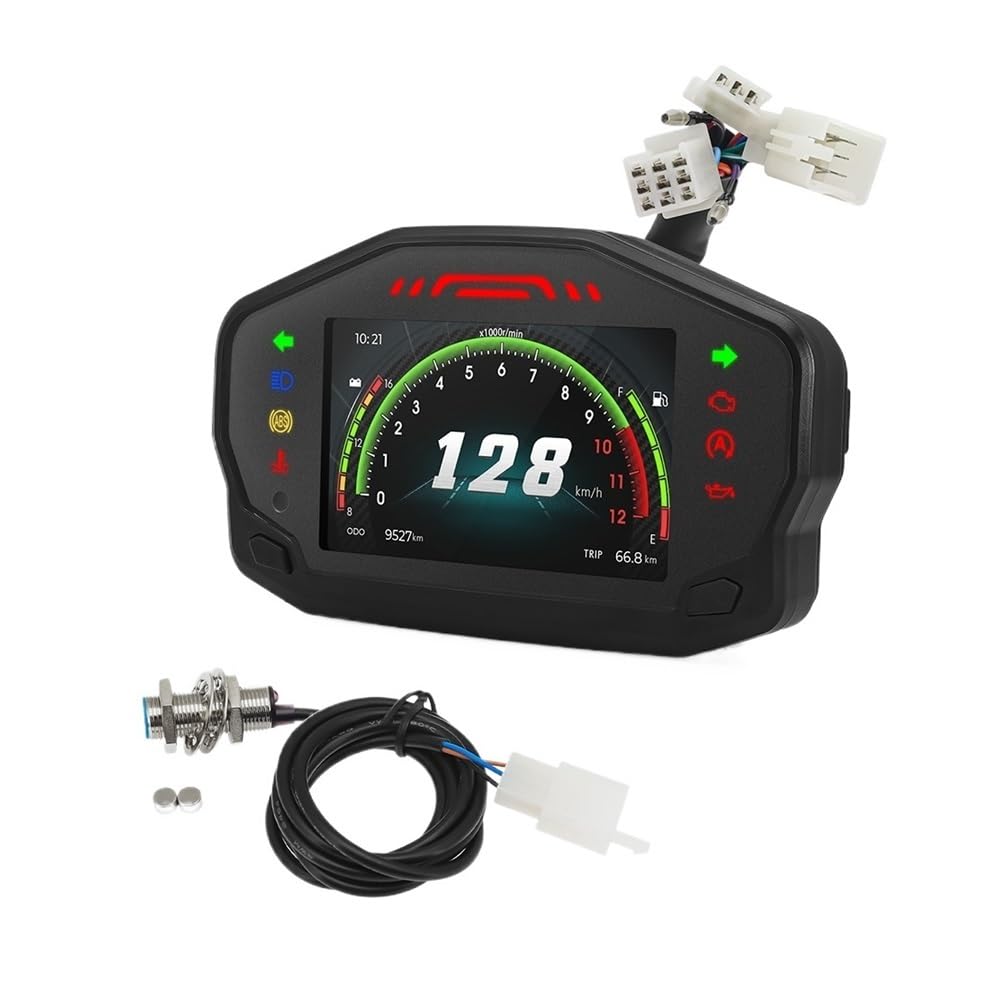 Compteur de Vitesse Digital Moto Compteur De Vitesse De Moto Tachymètre Odomètre Affichage Universel Tableau De Bord Tachymètre Instrument avec Double Odomètre