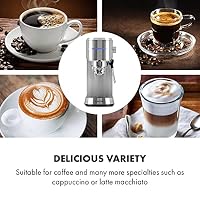 Klarstein Futura Espressomaschine, Siebträgermaschine mit 1450 Watt, 20 bar, Barista-Qualität, Zweifach Ausguss, Fließstopp, Siebträger Kaffeemaschine, Milchaufschäum-Funktion, silber – Ansicht 5