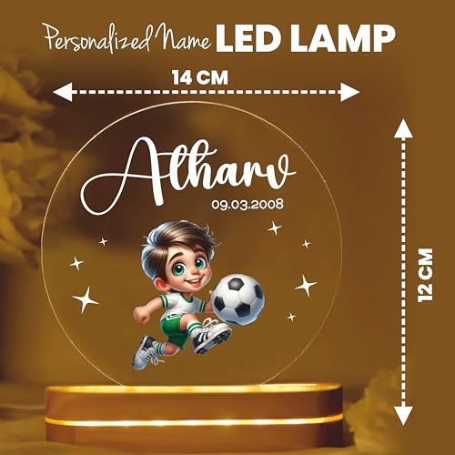 Image of PRINTHUA Personalized LED Night Table Lamp with Custom Name, Unique Gift for Women, Men, Kids, Girlfriend, Boyfriend, Husband, Wife | Perfect for Birthdays & Special Occasions (Football)