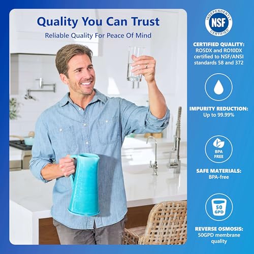 Image of Express Water ROALK5D 10-Stage Alkaline Under Sink Reverse Osmosis Water Filter System, NSF Certified 372, 50 GPD, Reduces 99% of Impurities, BPA Free, Deluxe Chrome Faucet