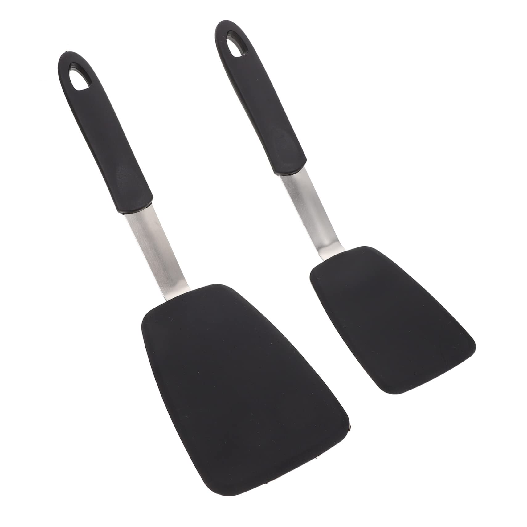 2piezas Espátula de Cocina Espátula de Silicona Pala Antiadherente Herramienta de Cocina para Freír Doméstica Negra