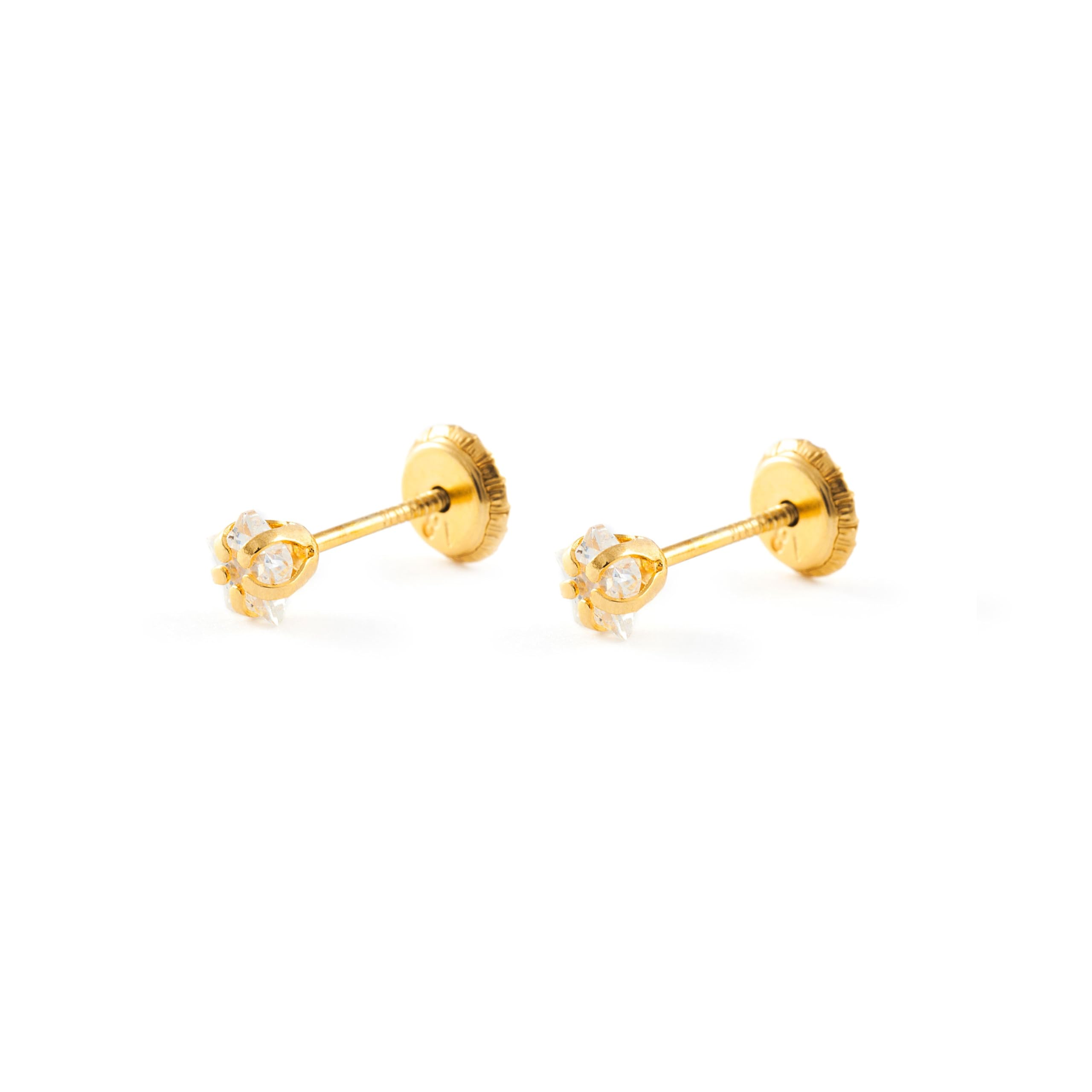 Mondepetit - Orecchini bambini ragazza Stella Zircone Oro Giallo 18K - Scatola Regalo - Certificato di garanzia