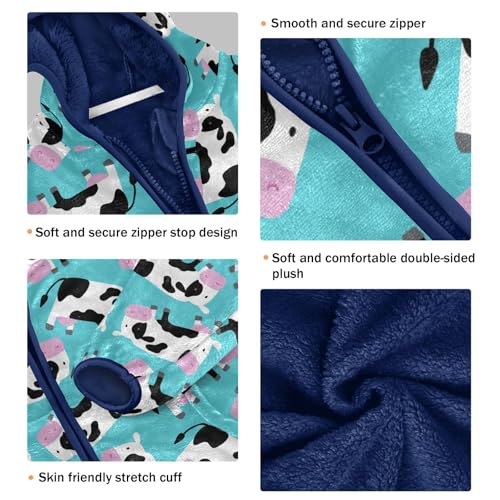 Cow Girls Fleece Jacket Girls Fall Jacket Girls Zip Up Hoodie Girls Sherpa Jacket 2-10T3