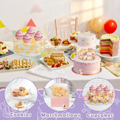 2 Pcs Acrylic Cake Stand for Party Wedding Cake Stand Clear Cake Cupcake Display Stand (6".10") Centerpiece Tier Floating Cup Cake Supports Stands For Stacking with Led Lights - Image 7