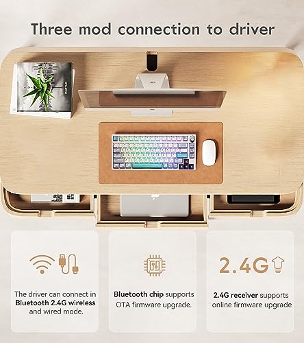 Image of GK GAMAKAY TK75 75% Hot Swap RGB Bluetooth 5.0 /2.4GHz Wireless /USB-C Wired Mechanical Keyboard with Knob Control, PBT Cherry Profile Keycaps Gaming Keyboard for Windows Mac (Gateron Red Switch)