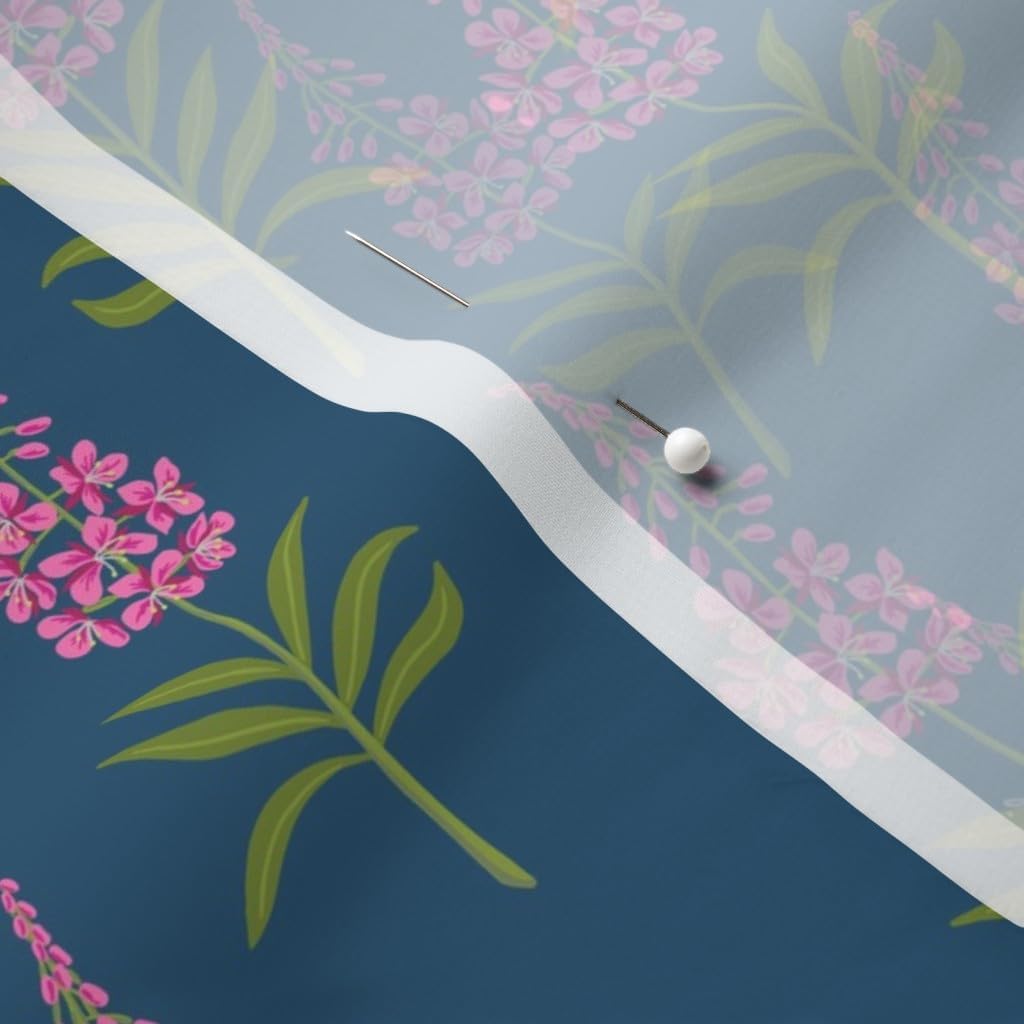 Spoonflower Fabric - Spring Fireweed Pink Woodland Fuchsia Wildflower Printed on Chiffon Fabric by The Yard - Sewing Fashion Apparel Dresses Home Decor