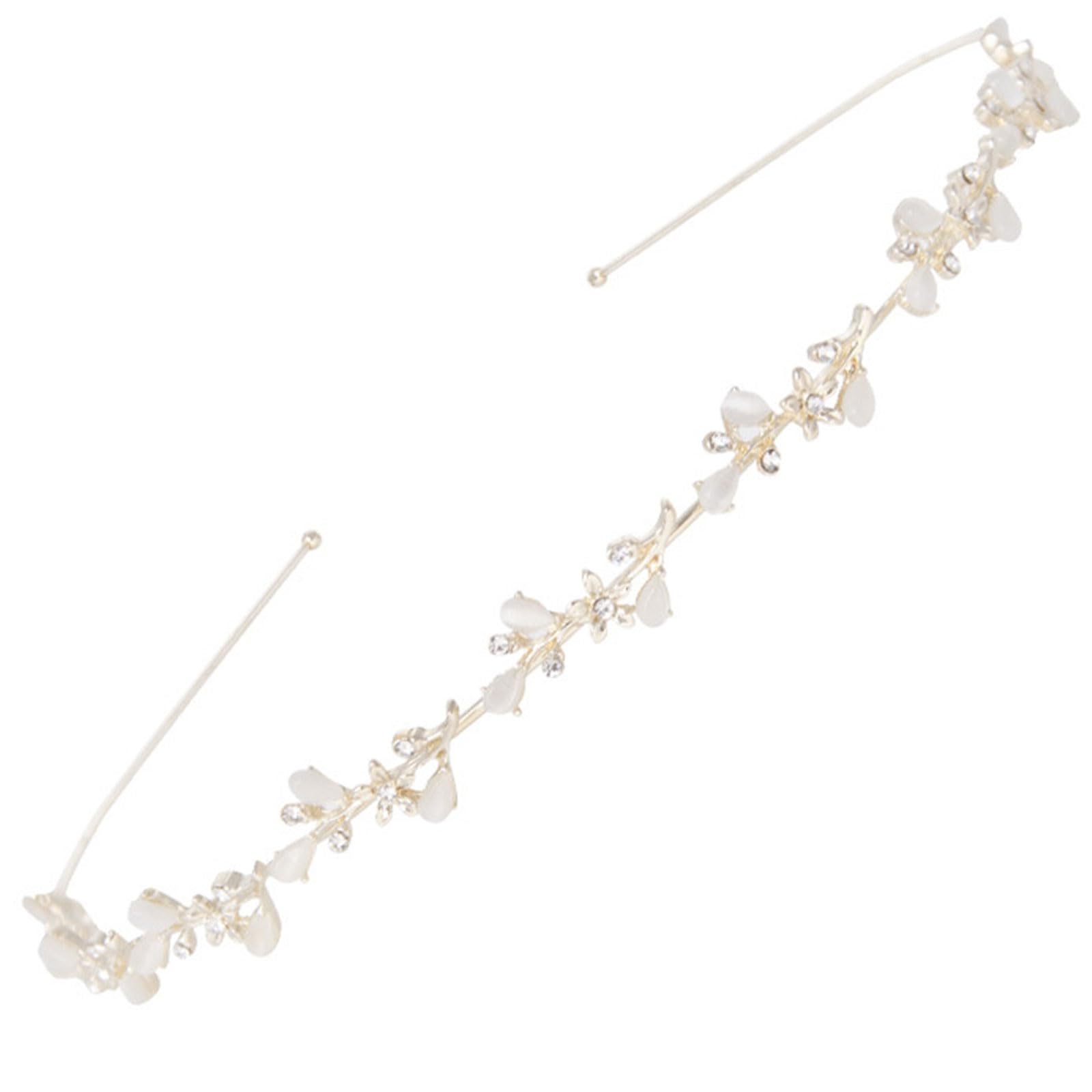 Tocado para Pelo Corto con Diadema, Diadema de Novia para el Pelo de Novia, Cabello de Flores de vid con Perlas, Diadema de Perlas Doradas, Accesorios para Boda Fiesta Velada, novia, niñas y damas