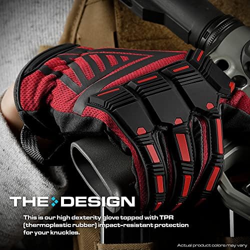 Glove Station - Impulse Guard Tactical Gloves for Men - Touch Screen Gloves Working Gloves Ideal for Sports & Outdoors, Motorcycle and Hunting - Red, Small - 1