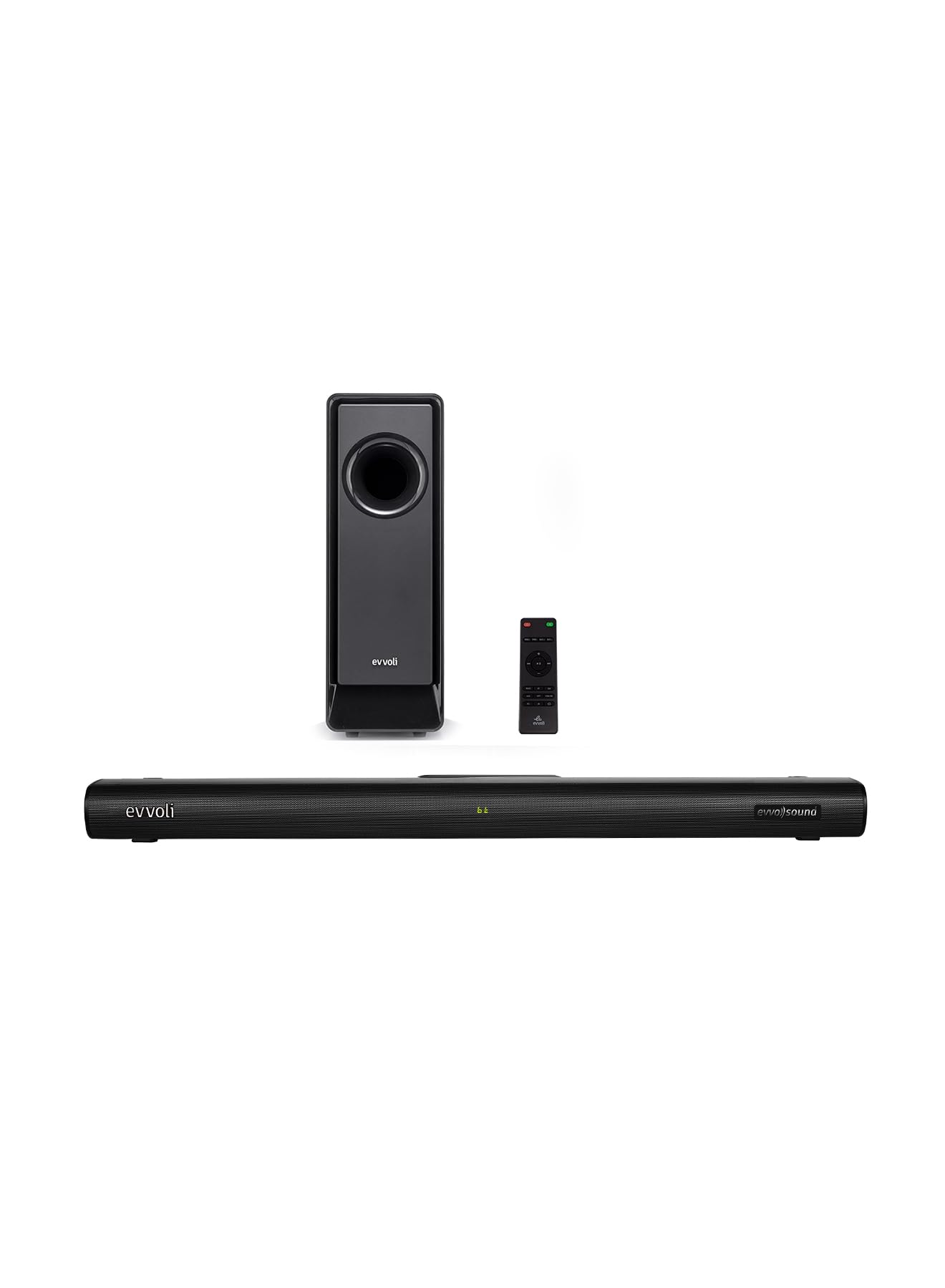evvoli 2.1ch Soundbar with Wireless Subwofer, Bluetooth & LED Display, 240W, EVAUD-SB241B