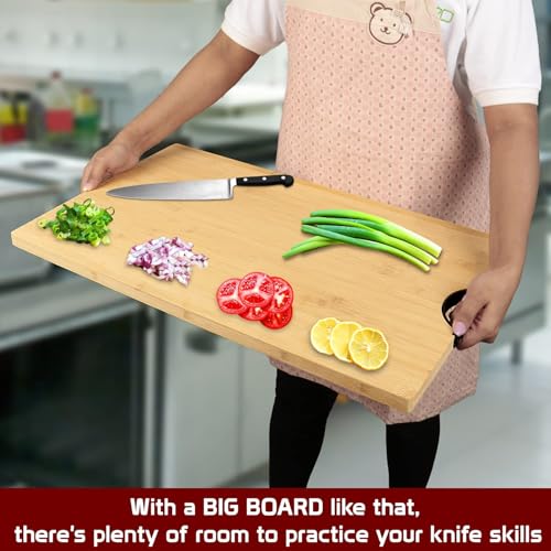 Image of HOKIPO Bamboo Wooden Jumbo Chopping Cutting Board for Kitchen - 60x40 cm (NEW-AR-3789)