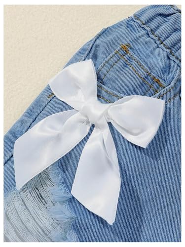 Verdusa Toddler Girl's Jeans Shorts Cute Coquette Bowknot Ripped Distressed Denim Shorts4