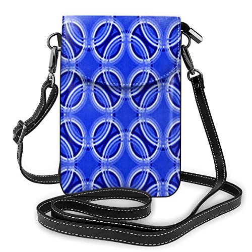 Goxegag Cartera multifuncional de piel para teléfono móvil, bolso de hombro pequeño, bolso de viaje con correa ajustable para mujer, patrón de metal azul extranjero