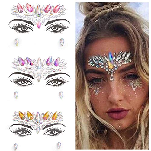 Barode sparkly face gems body stickers rhinestoens face jewels cr…