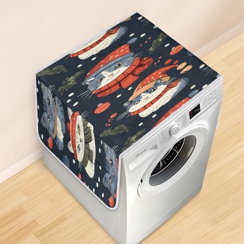 Washer and Dryer Covers for the Top, Funny Cat Dryer Top Protect Mat, Dust-proof Washing Machine Cover, Washer Dryer Top Covers for Laundry Kitchen Home