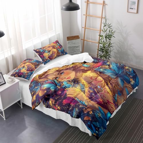 Parure de lit avec fermeture éclair pratique et motif papillon 3D - 4