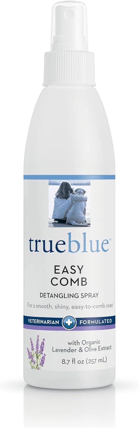 Trueblue Lavender & Olive Extract Easy Comb Dog Hair Detangling Spray – Detangles, Conditions Coats for Dogs, Puppies, Cats – Moisturizing, Toxin Free