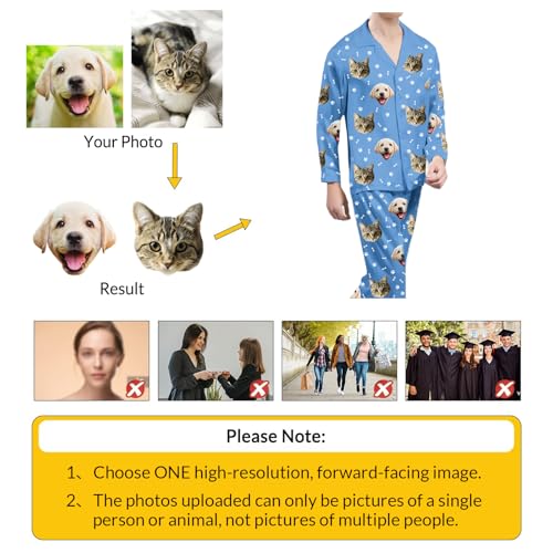 Custom Pajama Pants with Photo,Personalized Funny Pajamas with Pockets for Women Men Birthday Pet Face Pj Pants 5