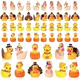 48 Pcs Thanksgiving Mini Resin Ducks, Tiny Miniature Turkey Ducks Figurines, Novelty Thanksgiving Tiny Turkey Ducks for Party Favors Gift Decoration