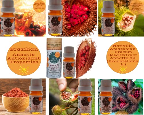 Nativilis Amazonian Urucum Seed Extract Annatto Oil (Bixa orellana L.) Emolient for Suncream Lotion, reddish, 10 ml (Pack of 1) - Image 4