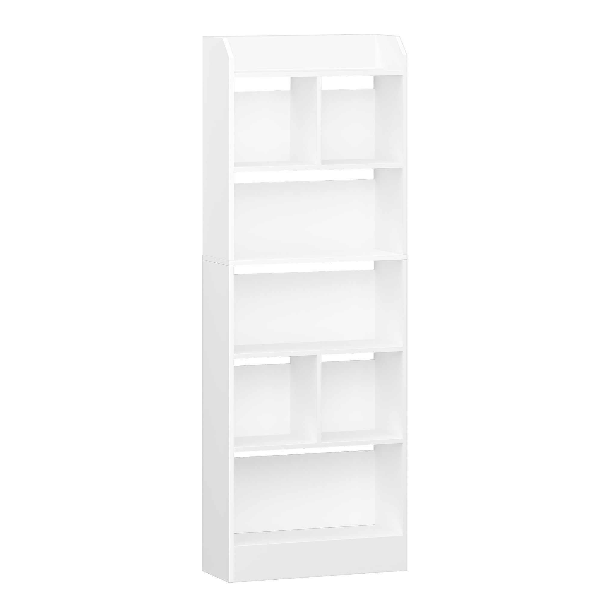 Hzuaneri Bibliothèque 6 Niveaux cloison, 24 x 60 x 170 cm Blanc | Étagère, Meuble de Rangement Livres, Cloison Séparateur, Présentoir, Pour Salon, Chambre, Bureau, BC11103X