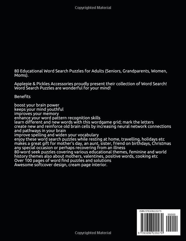 Word Search Puzzle Gift Book for Adults: Word Searches Puzzle Book Gift Idea for Adults (Seniors, Women, Men) & Kids in Large Print|Funny Black Cover image 2