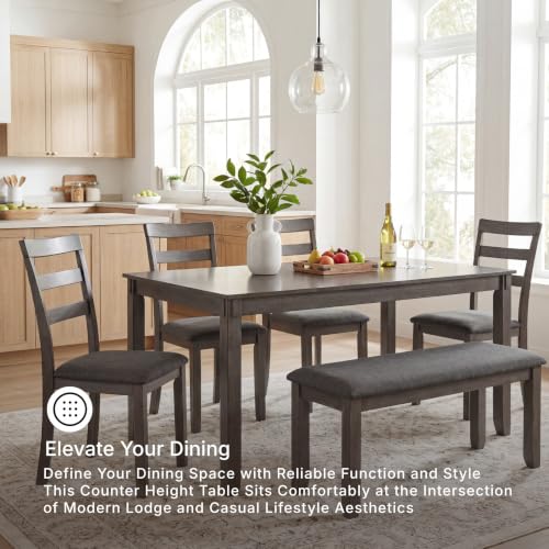 Signature Design by Ashley 6-Piece Dining Table Set with Bench, Gray - image 5